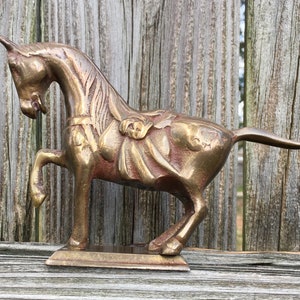 Solid Brass Horse Statue  Vintage 4 7/8&quot; Tall