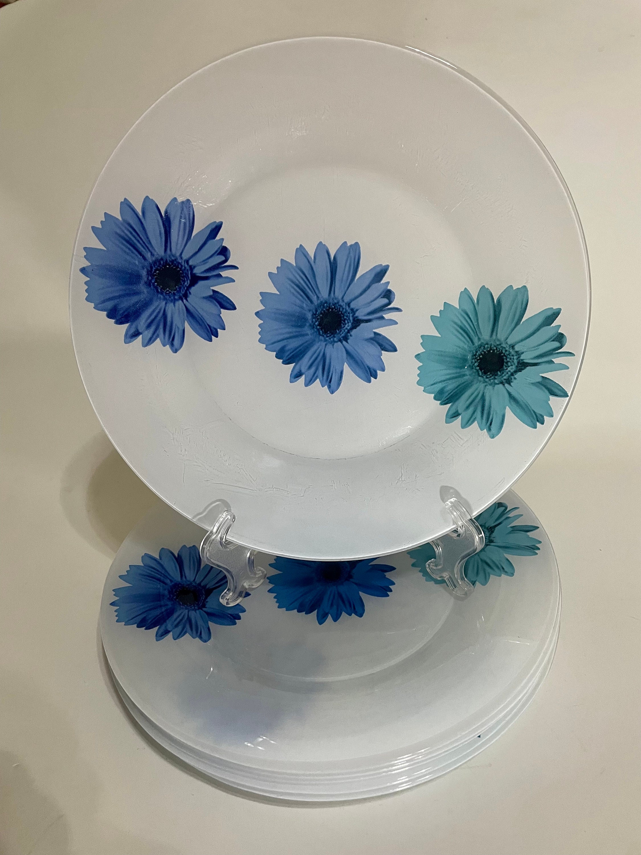 Luminarc International Blue Florals Fun Tableware 9.75 Dinner Plates