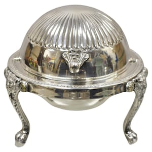 FB Rogers Silver Co 357 Roll Top Butter Dish Server Lion