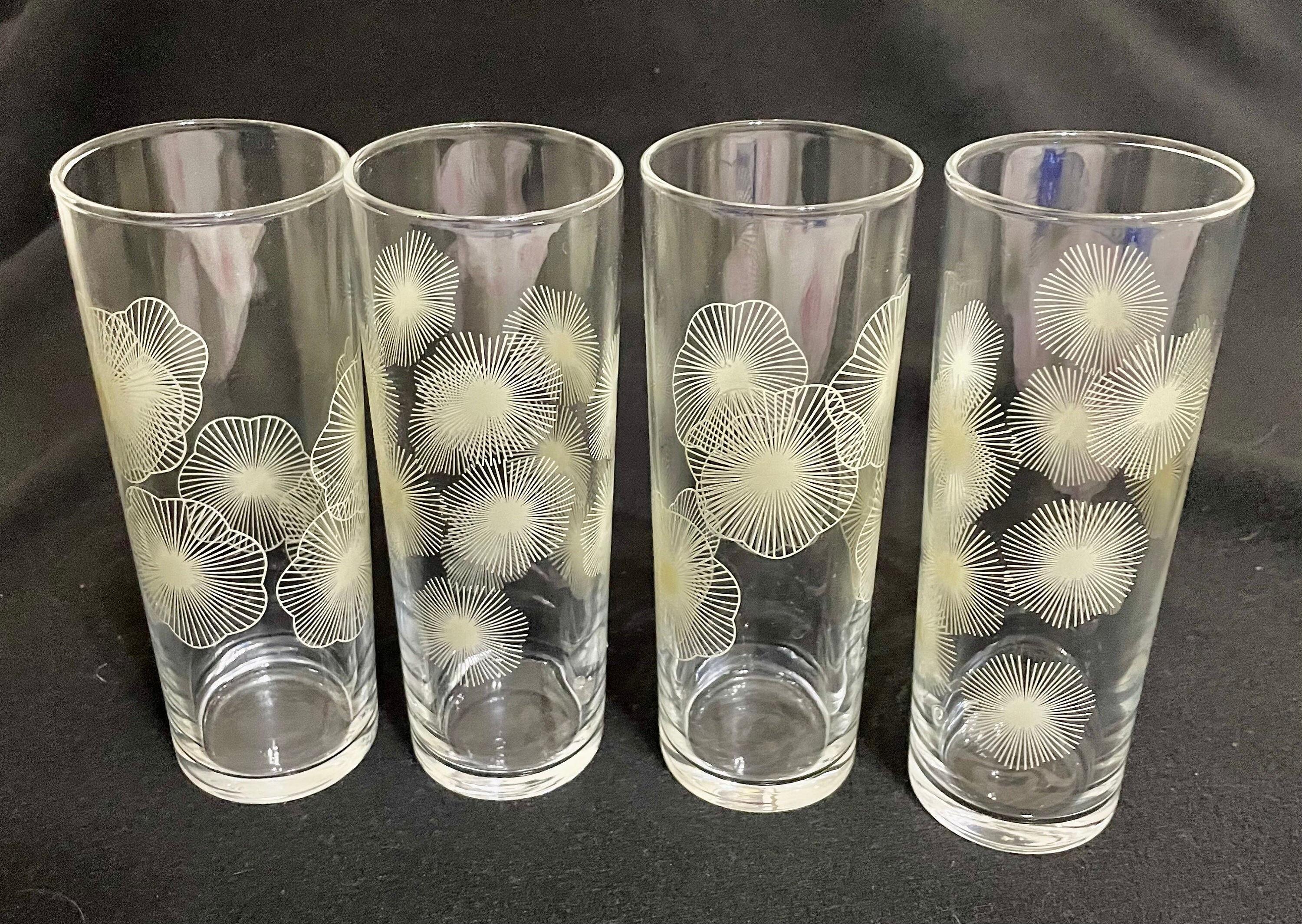 IKEA Atomic Sunburst Tom Collins Highball Glass Tumblers Set of 4