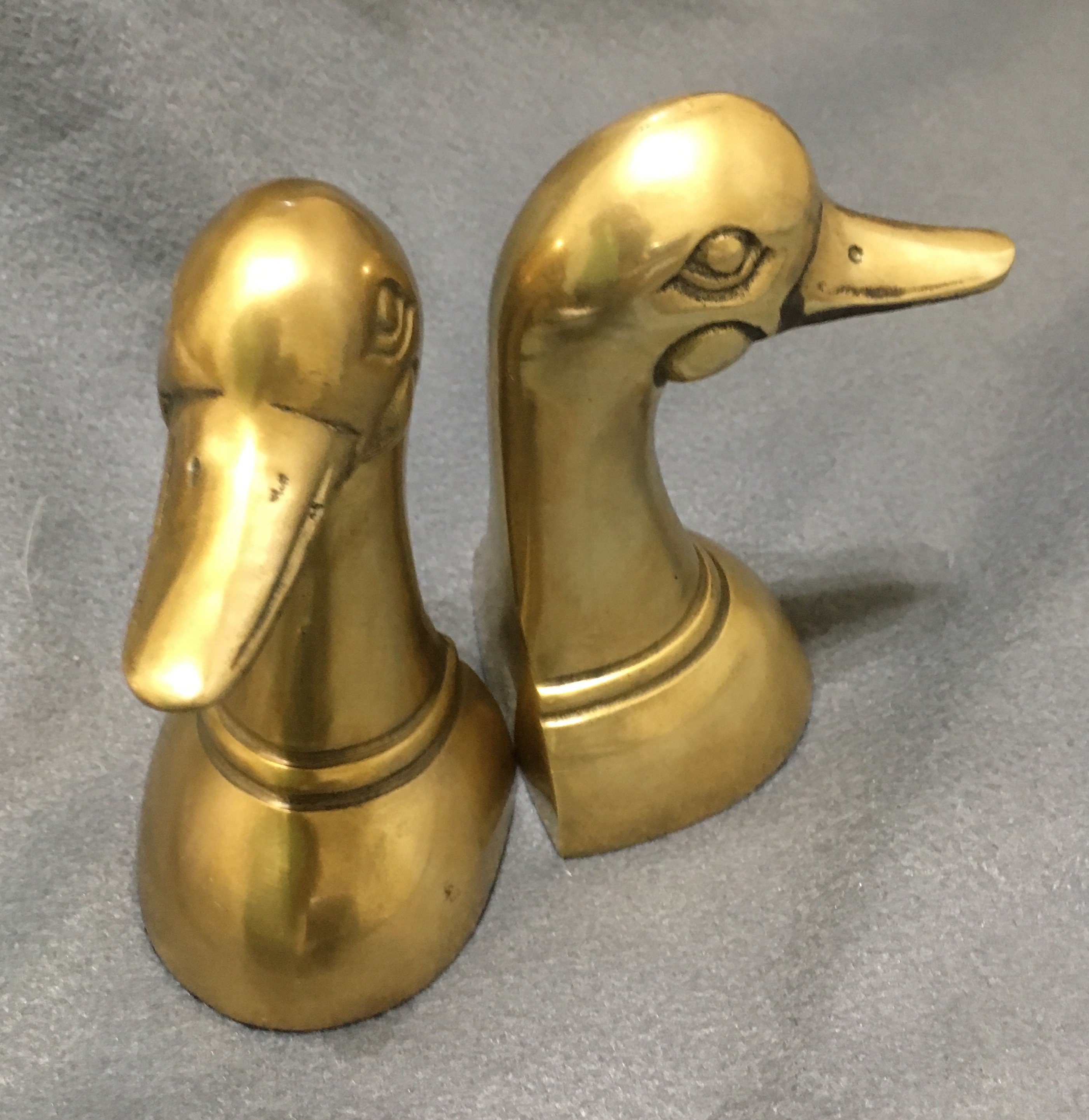 Vintage Mid Century Brass Duck Bookends