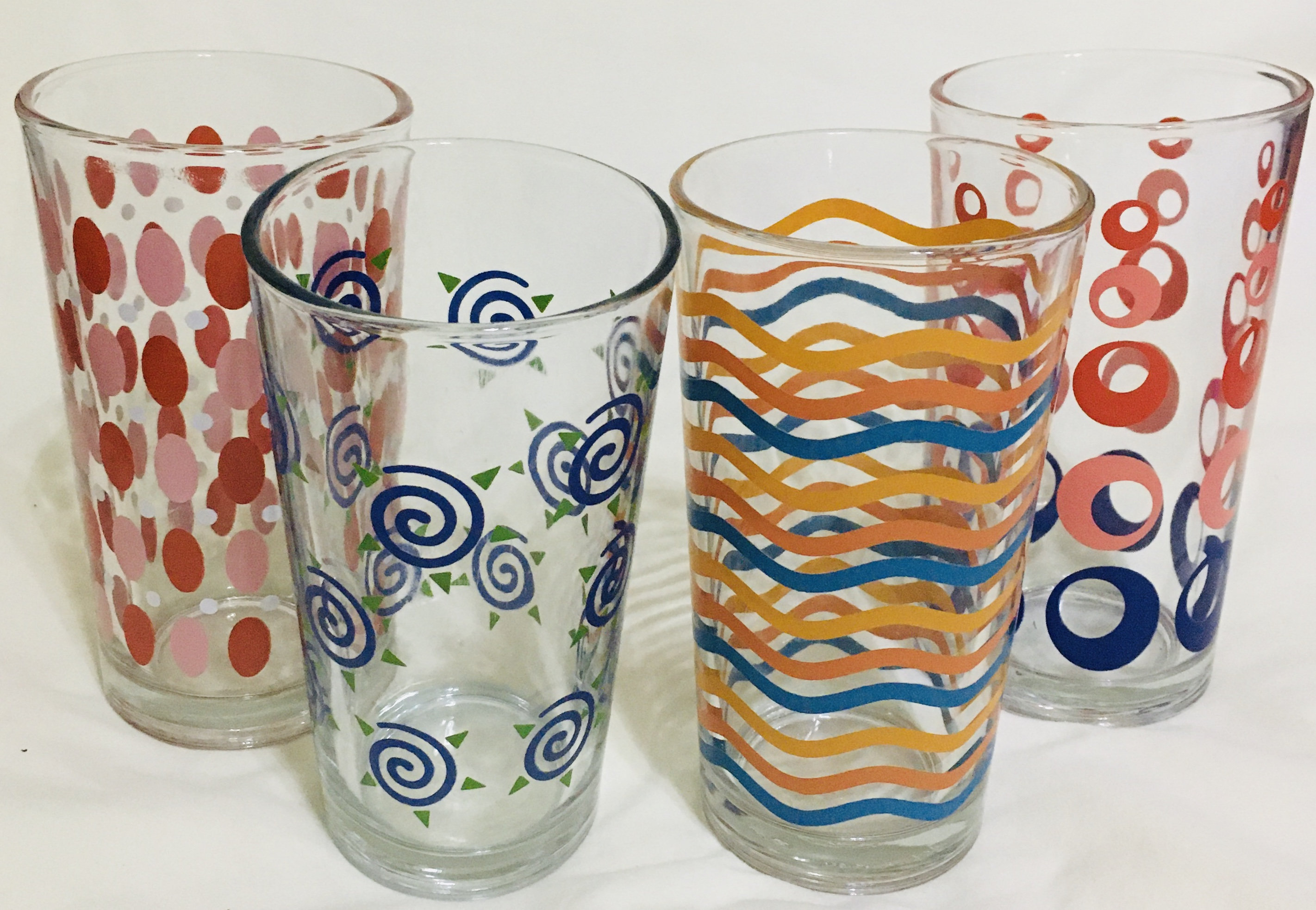 FG Indonesia Whimsical Multi Color and Multi Pattern Drinking Glasses