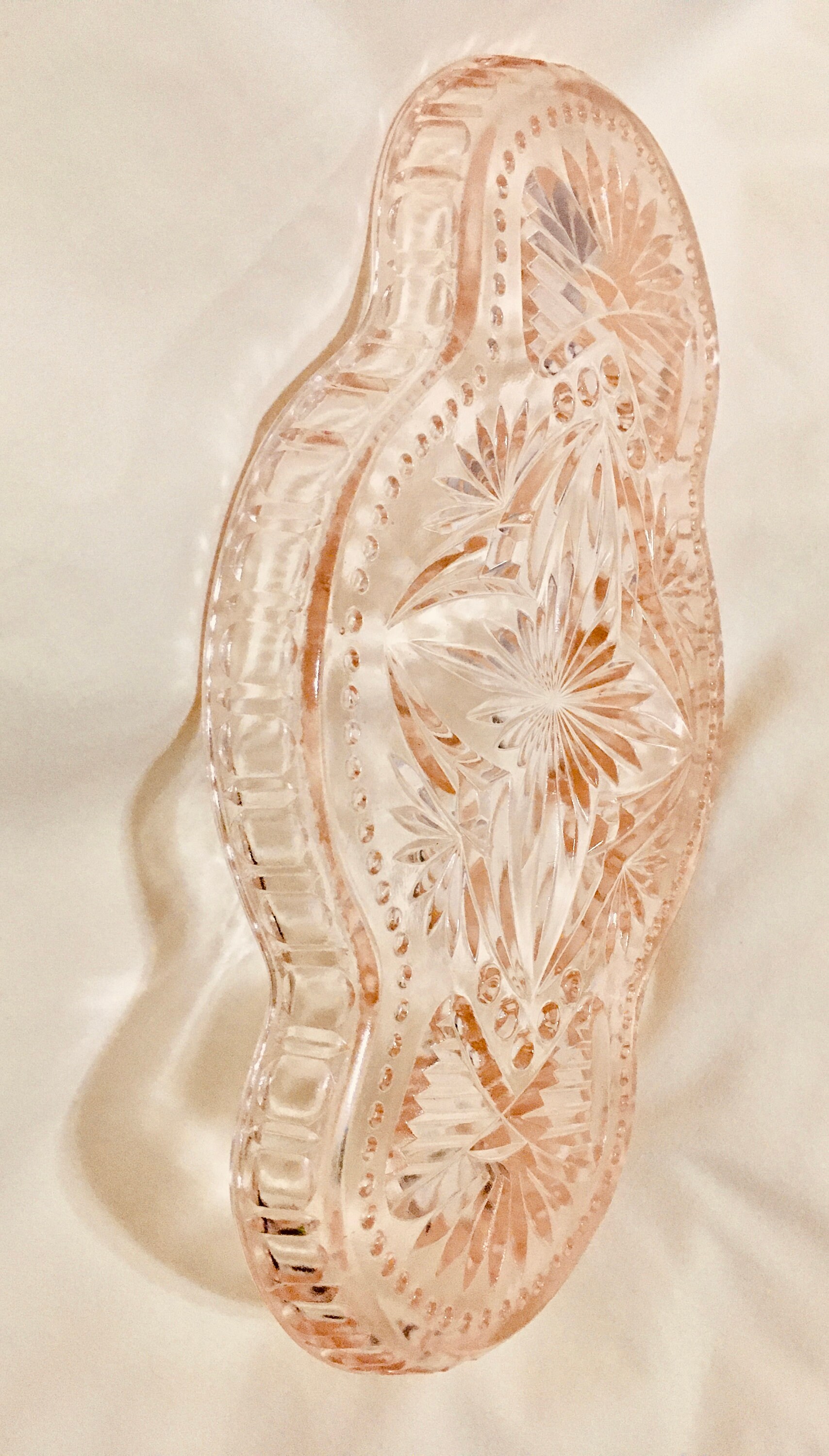 Vanity Tray in Depression Glass Peachy Pink in color