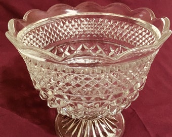 Wexford Pattern Anchor Hocking Large Glass Fruit Bowl, Ice Bucket