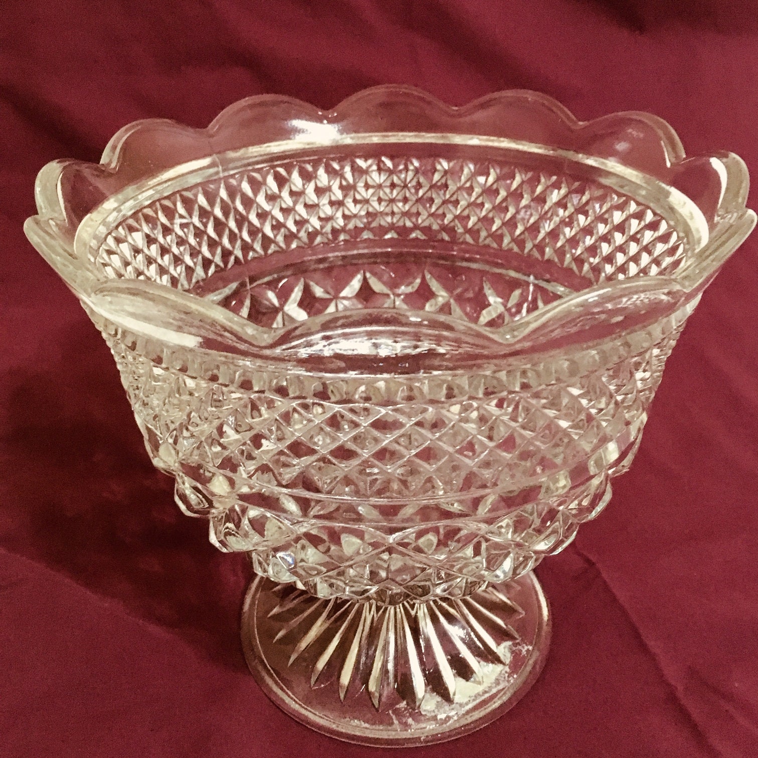 Wexford Pattern Anchor Hocking Large Glass Fruit Bowl, Ice Bucket
