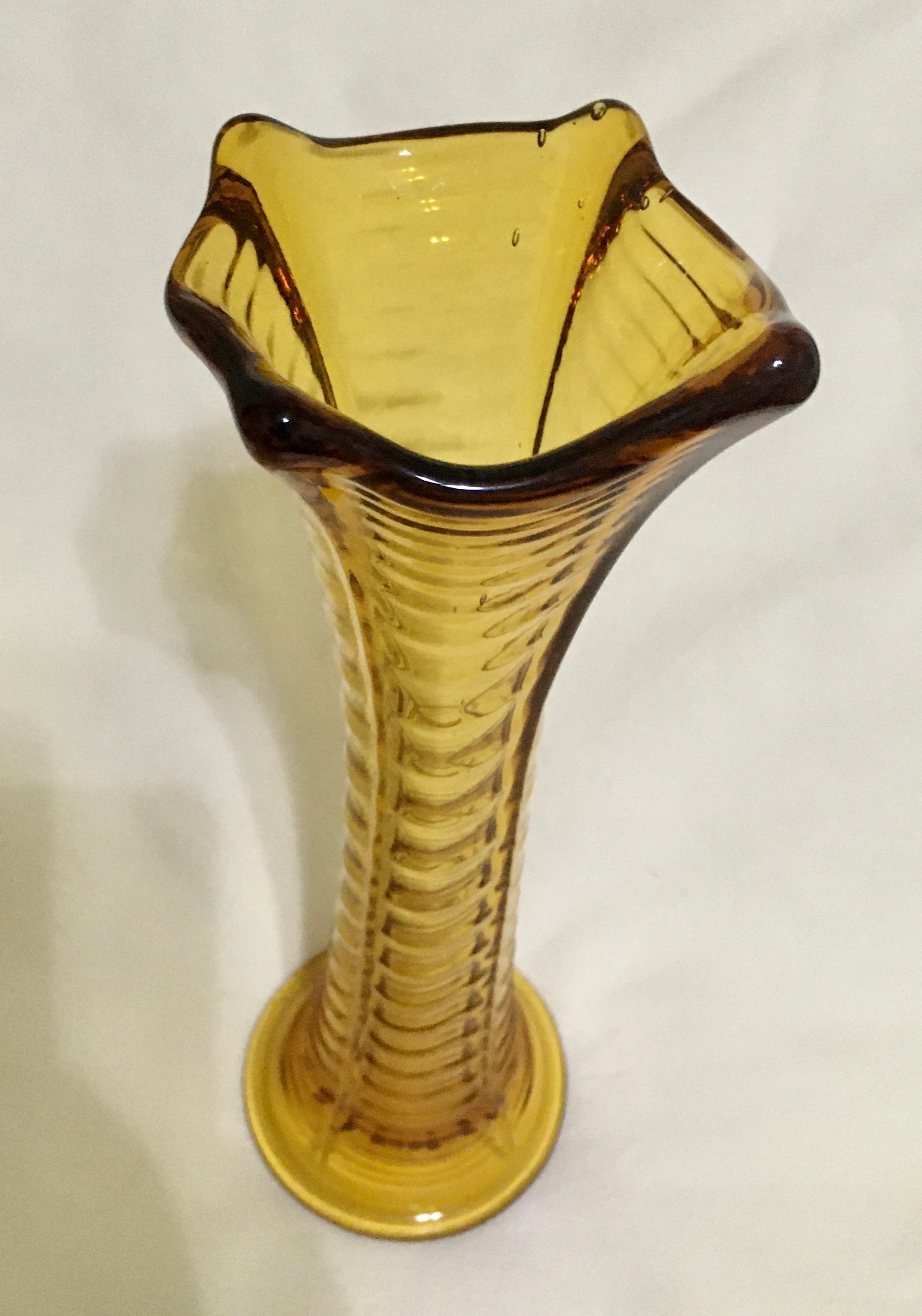 Amber Drapery Variant Swung Vase H. Northwood and Company