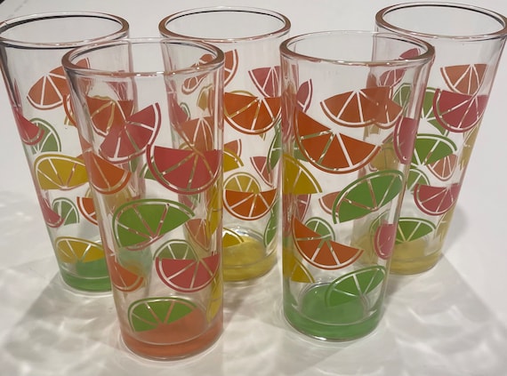 TMD Holdings Citrus Fruit Slice 6.25" Glass Set of 4
