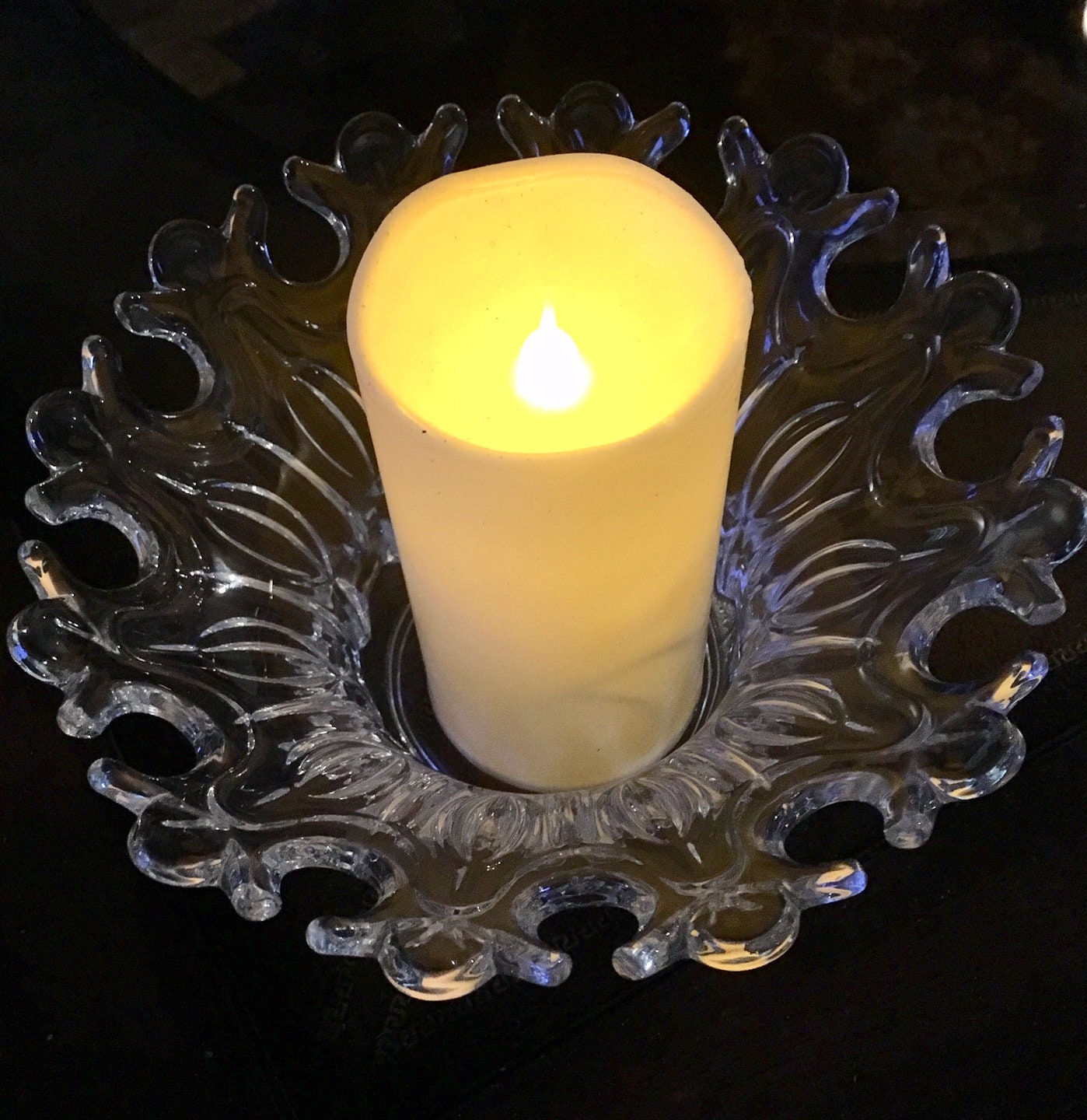 Ornate Glass Display Piece, Bowl or Candle Holder