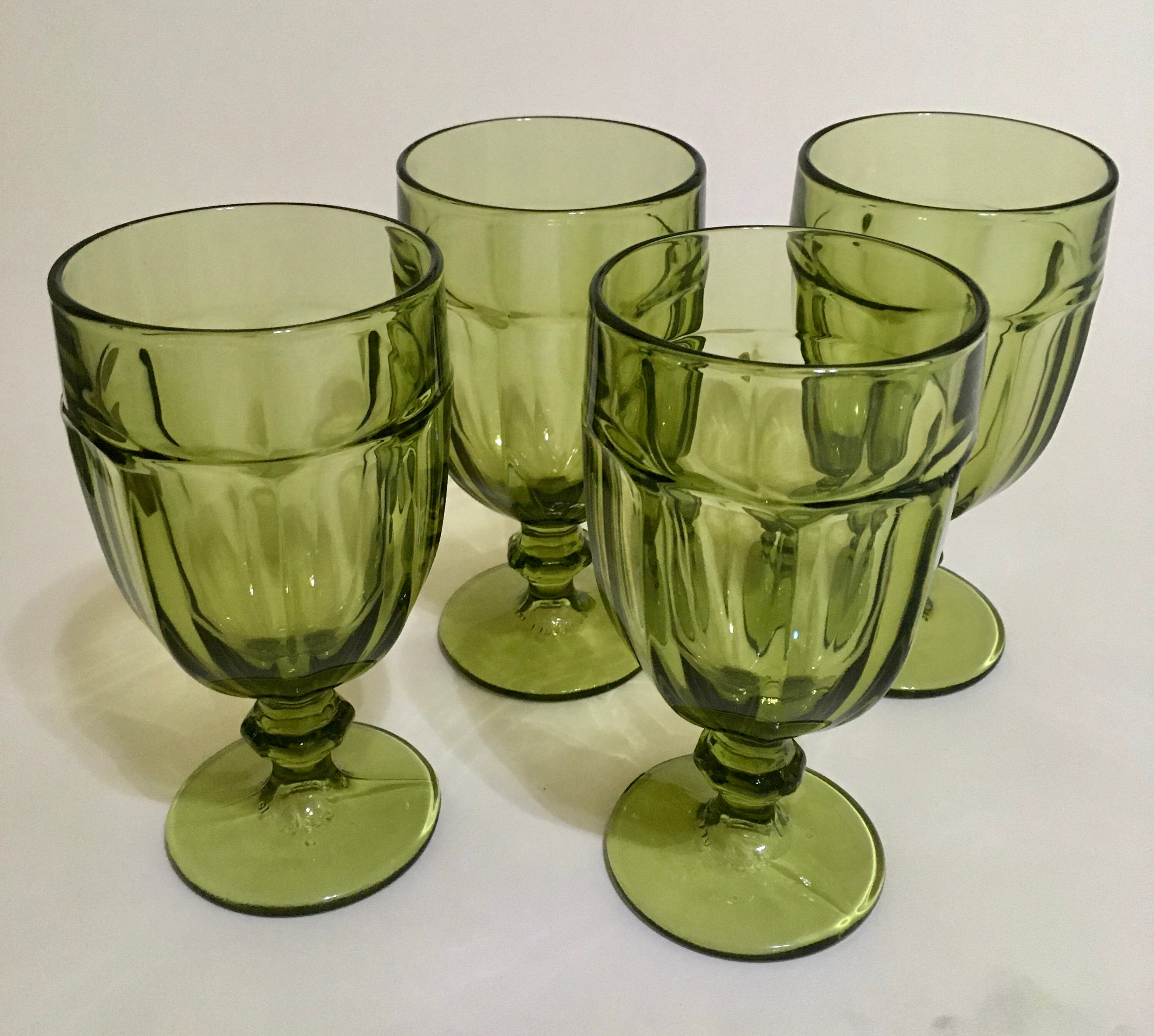 Libbey Gibraltar Duratuff Olive Iced Tea Glasses Set of Four