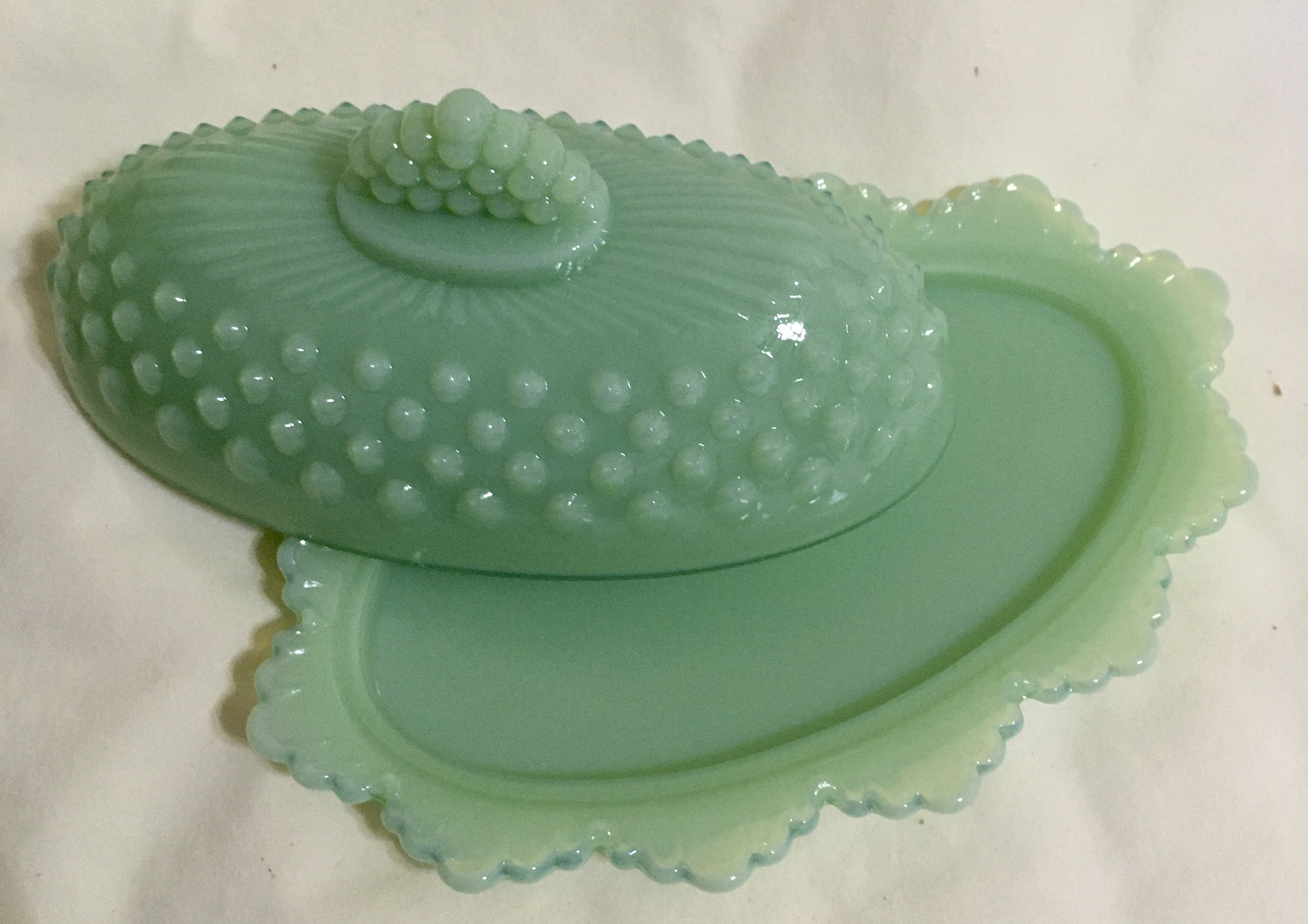 Jadeite Mosser Hobnail Butter Dish