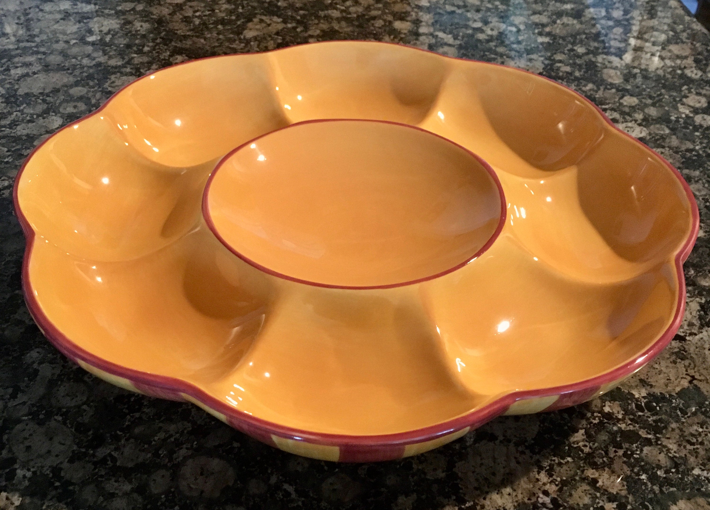 Gail Pittman Sienna Chip and Dip Serving Dish Southern Living Hand Painted