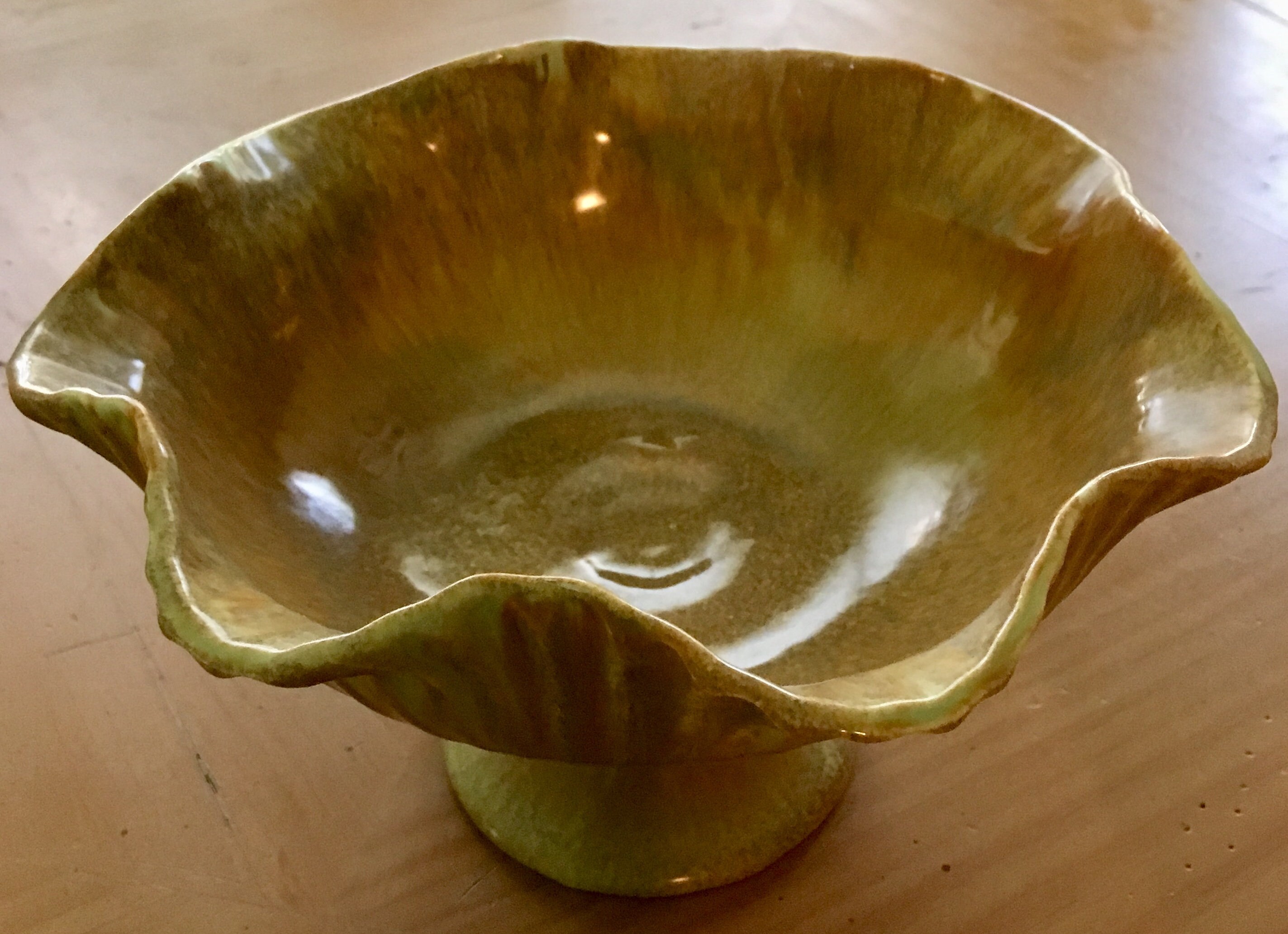 Red Wing Pottery Console Pedestal Bowl 169 Vintage Glazed Mid Century