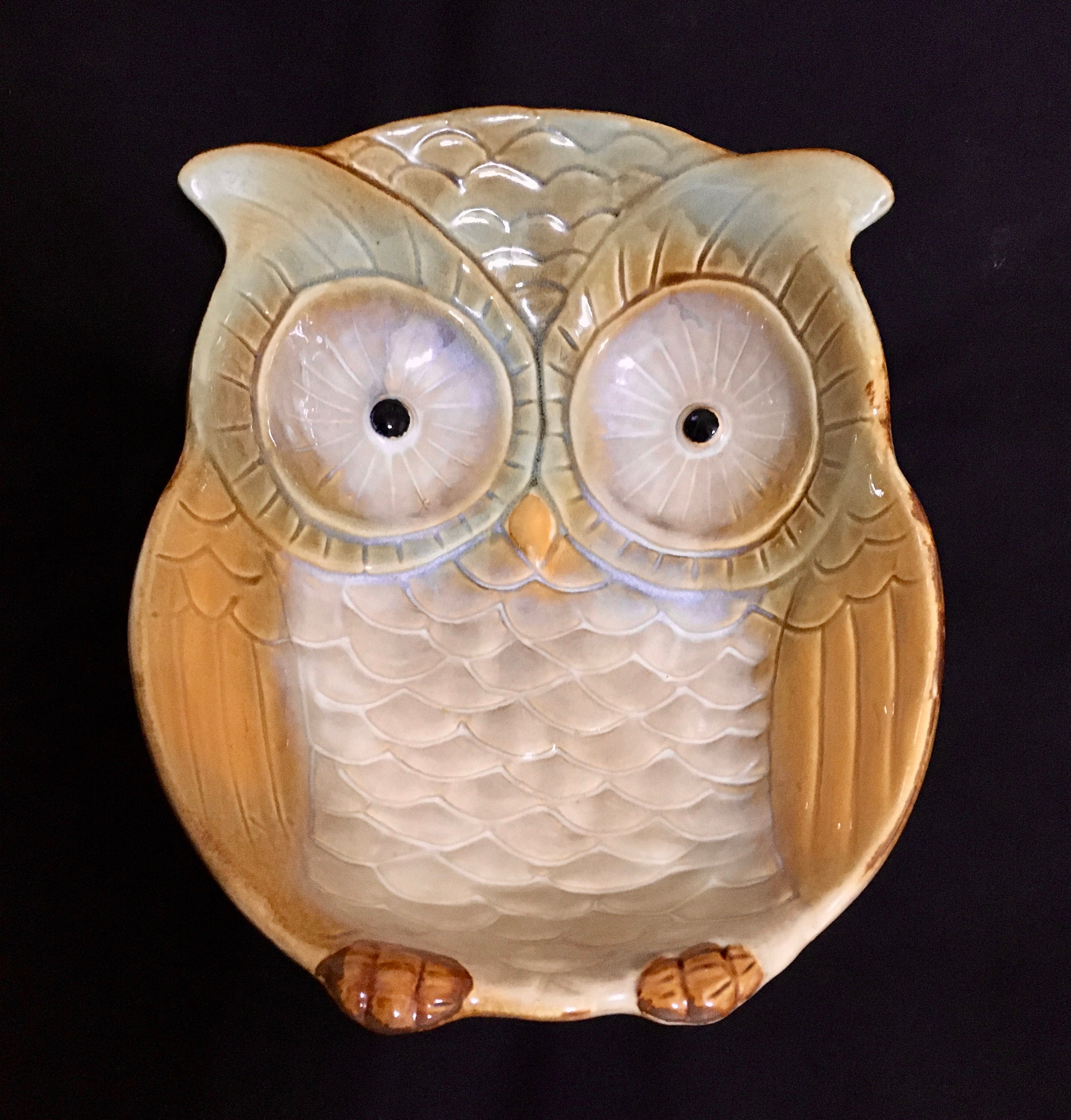 Owl Shaped Stoneware Serving Bowl Dishwasher and Microwave Safe