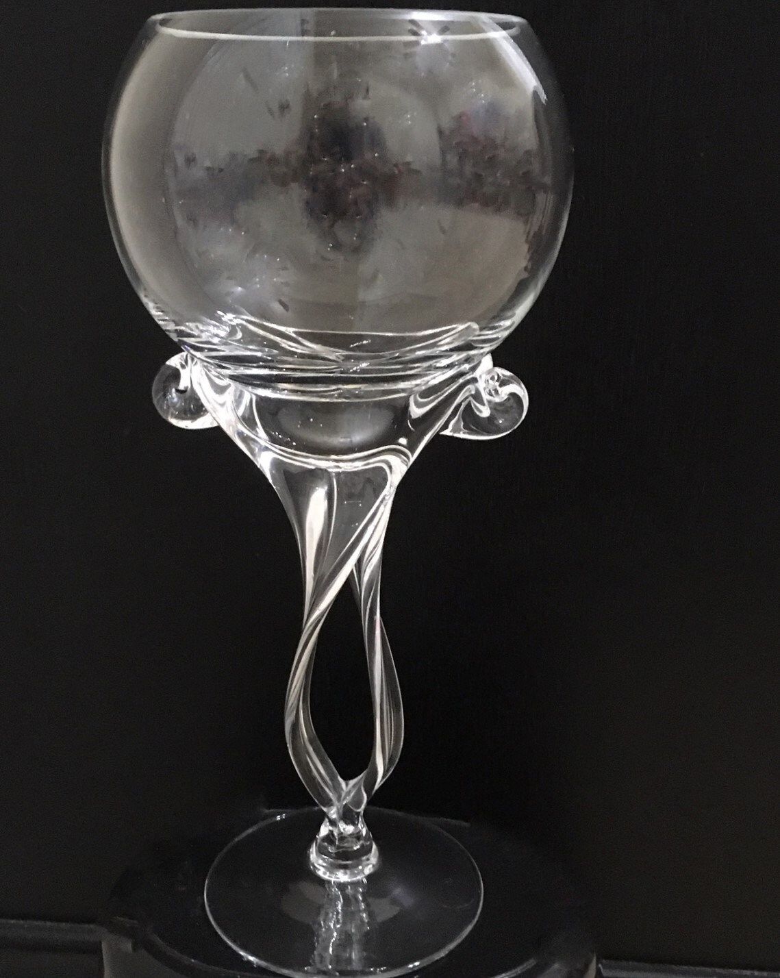 Alicja Dual Stem Twisted Art Glass Compote Vase or Fishbowl