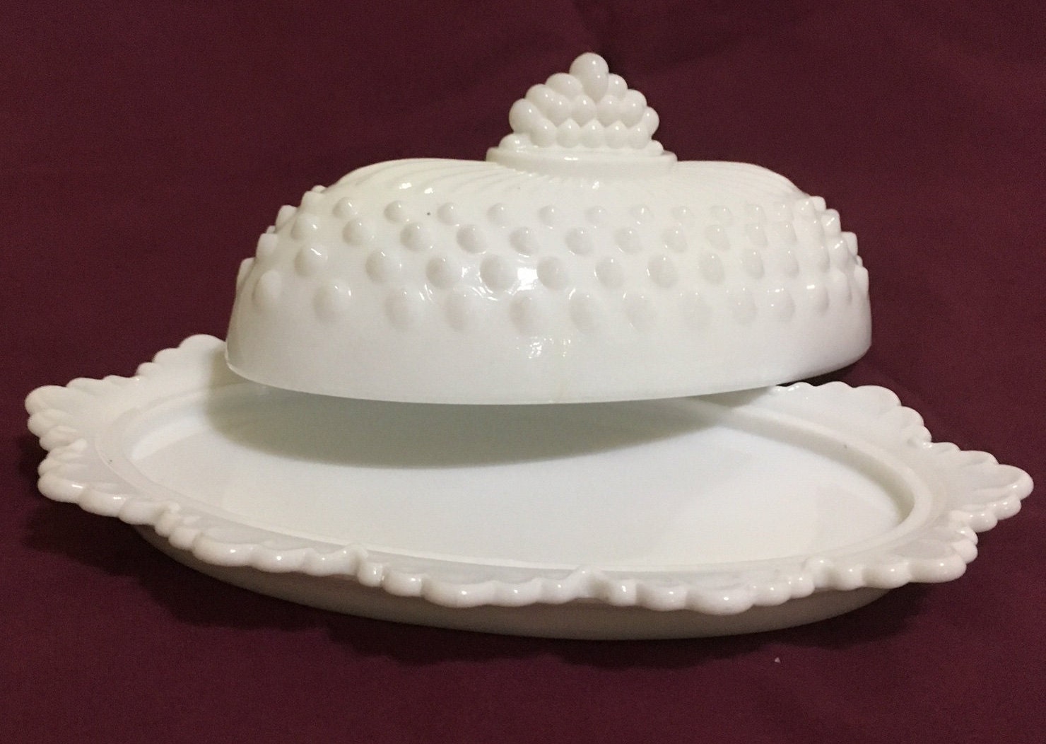 Fenton White Milk Glass Butter Dish and Lid
