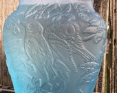 Imperial Glass Martele Chickadee Vase Light Satin Frost Blue From Consolidated Glass Mold