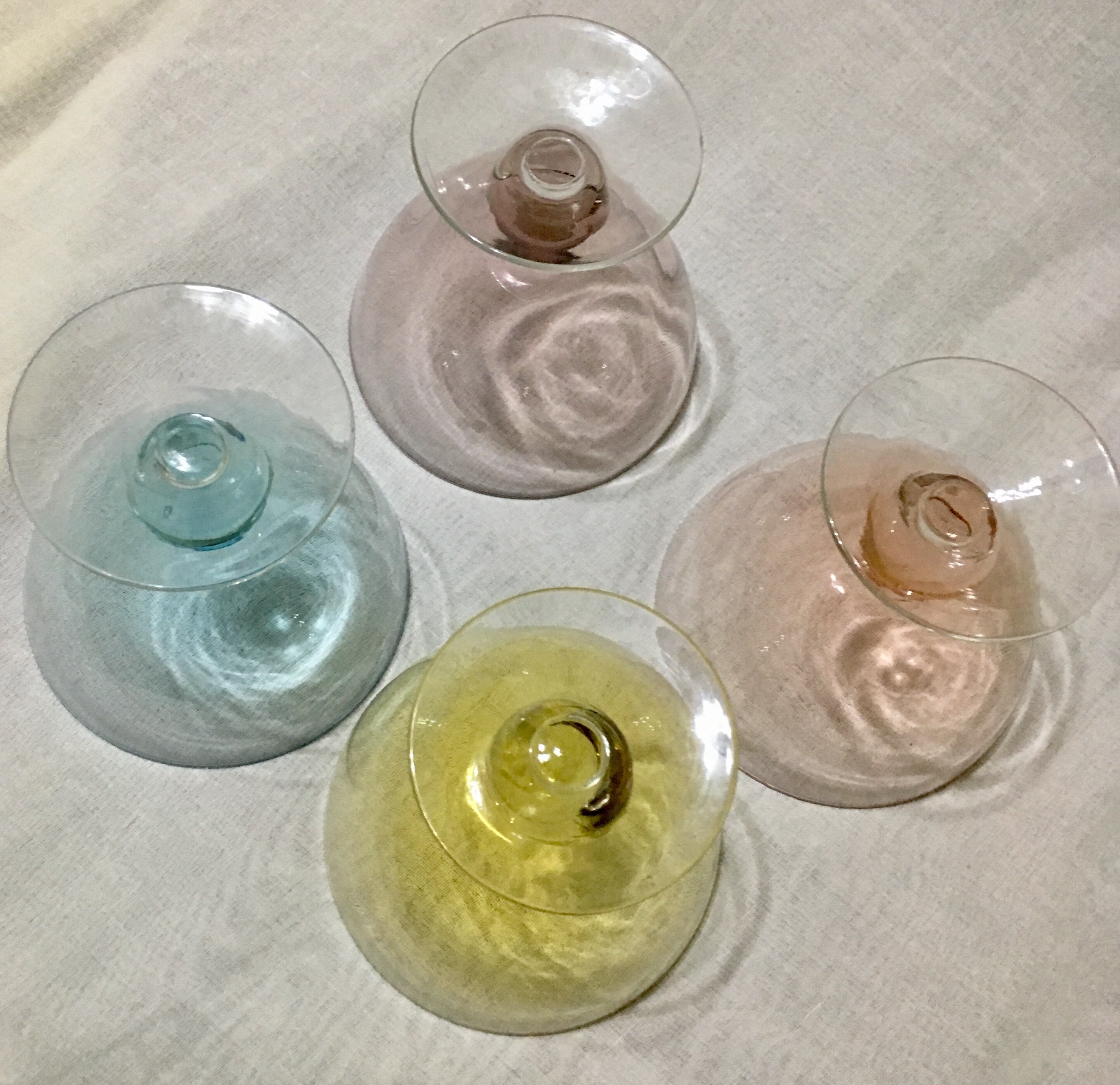 Multi Color Ball Stemmed Hand Blown Cocktail Glasses, Set of 4 Scrimp