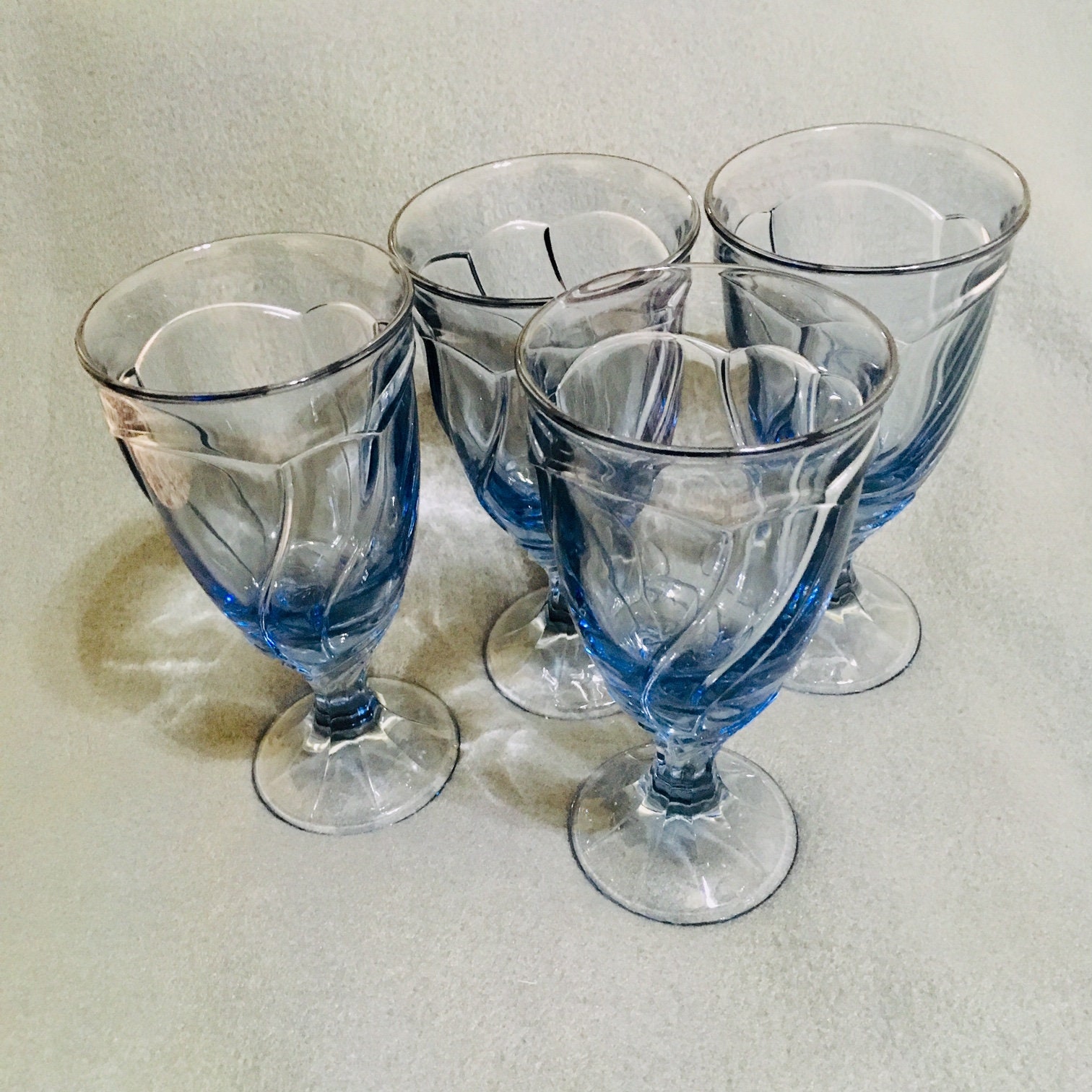 Noritake Light Blue Sweet Swirl Glassware, Set of 4 Ice Tea