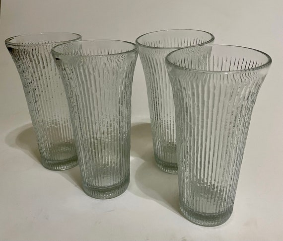 Jeannette Finlandia Ice/Tree Bark Tumblers  Set of Four 6 1/4"