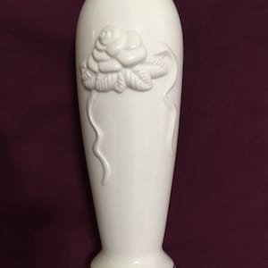 Lenox Bud Vase with Embossed Rose Pattern, Gold Trim, Ivory color