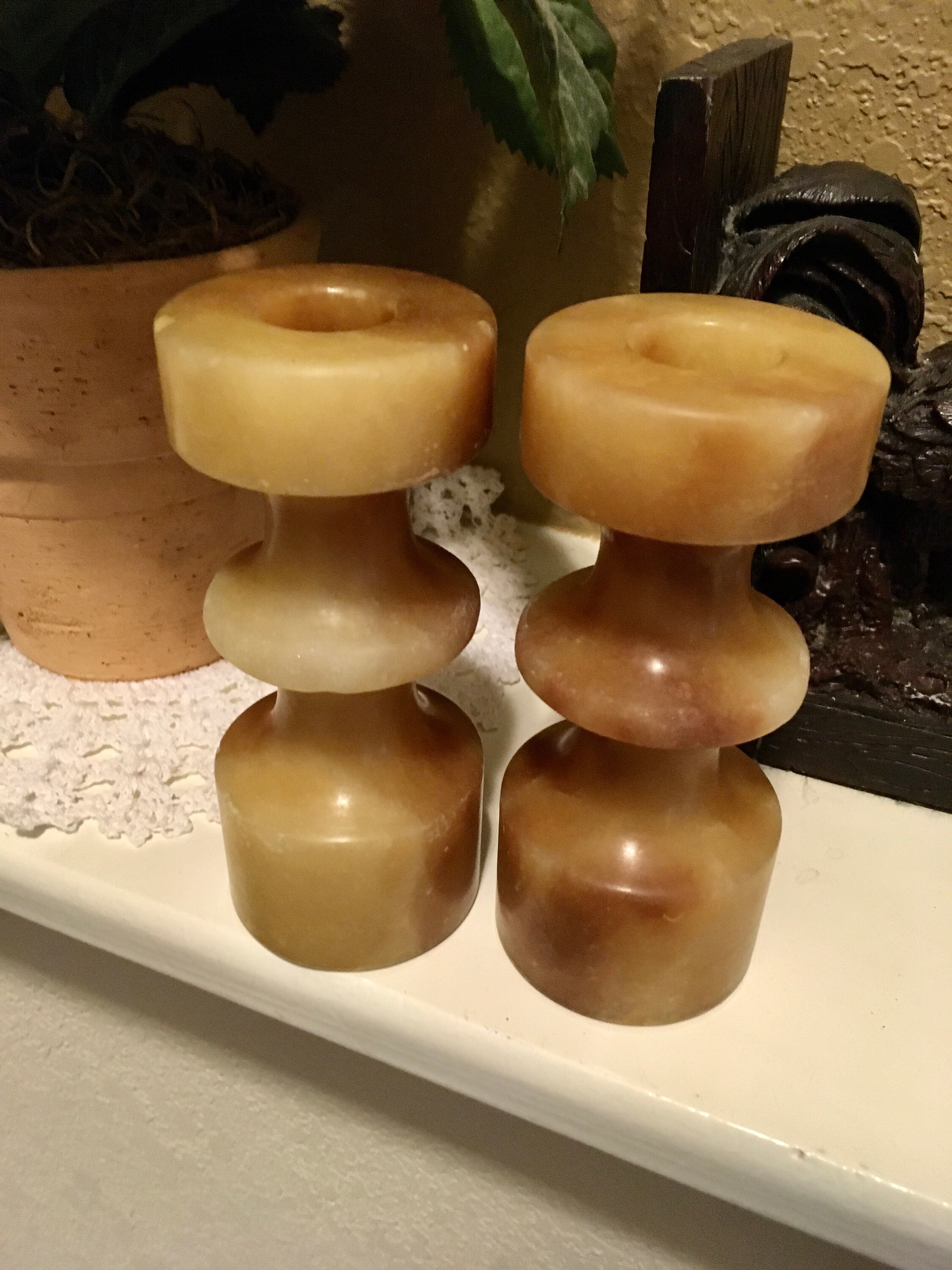 Alabaster Candle Holders Set of Two By Alabasterhaus Germany