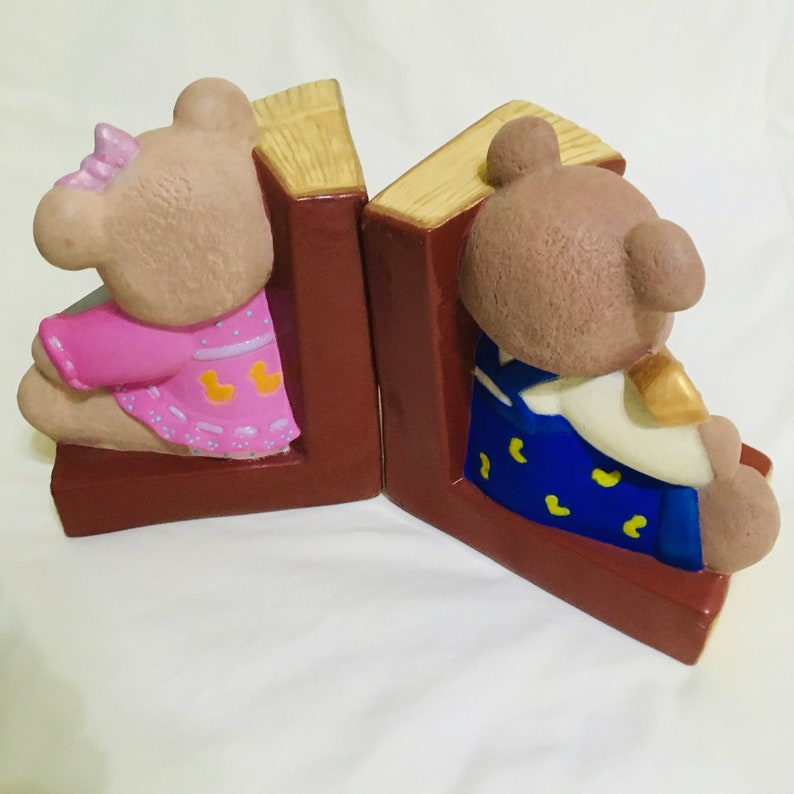 Teddy Bear Bookends Ceramic Girl and Boy A and Z Large Etsy