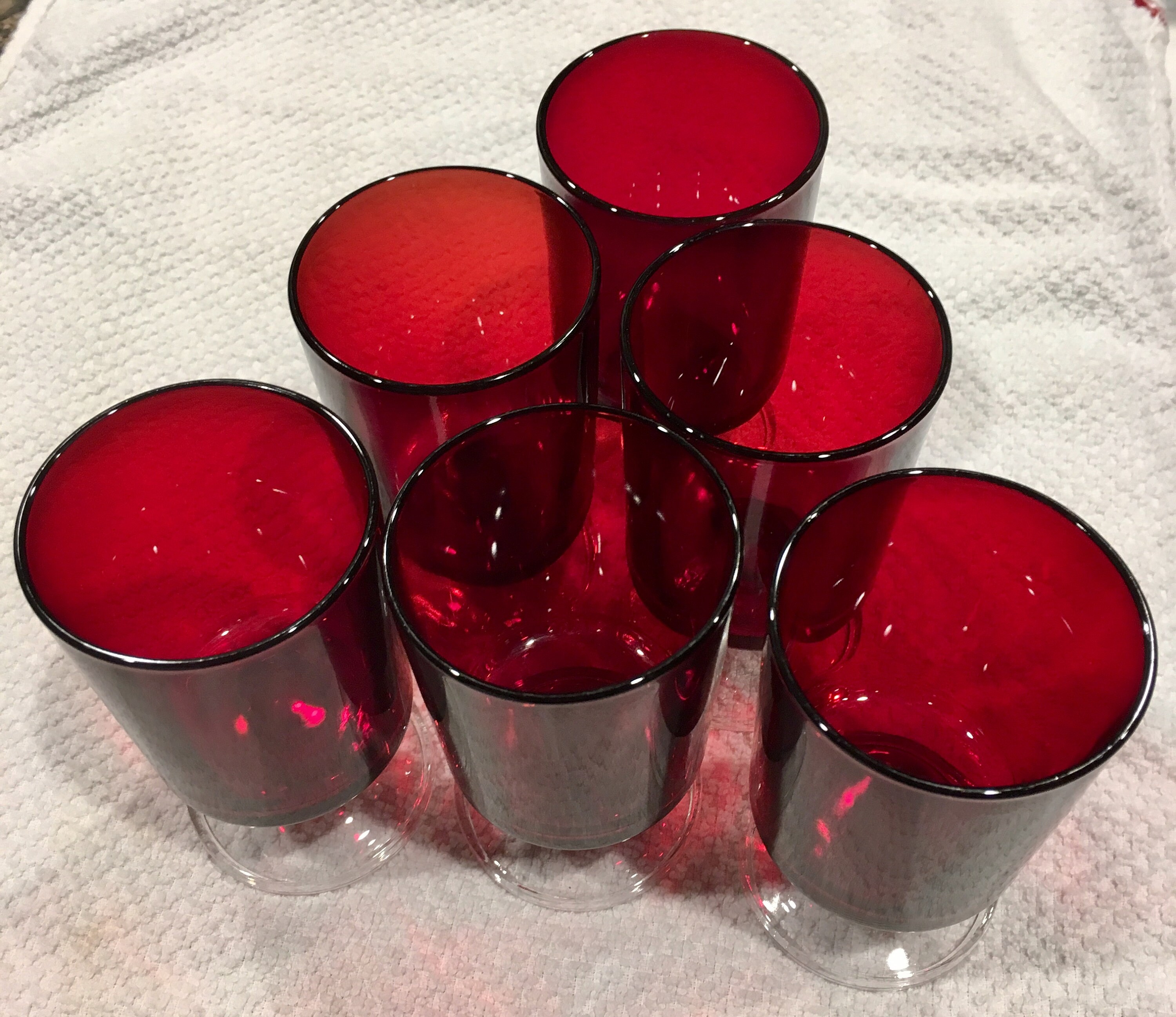 Arcoroc of France Ruby Red Wine or Dessert Glasses Set of 6