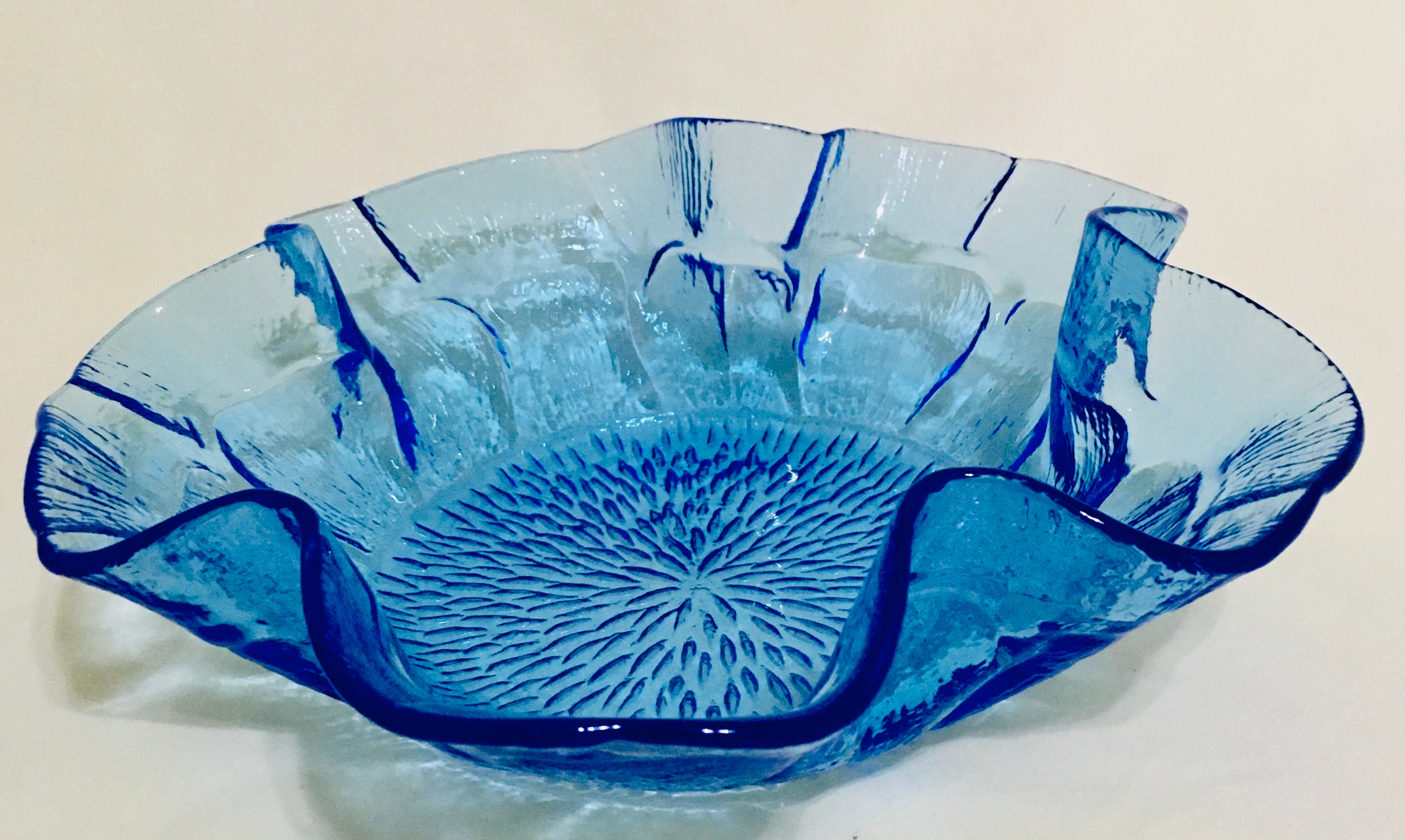 Decorative Glass Bowl, Hand Crafted Slump Glass Floral Petal Theme