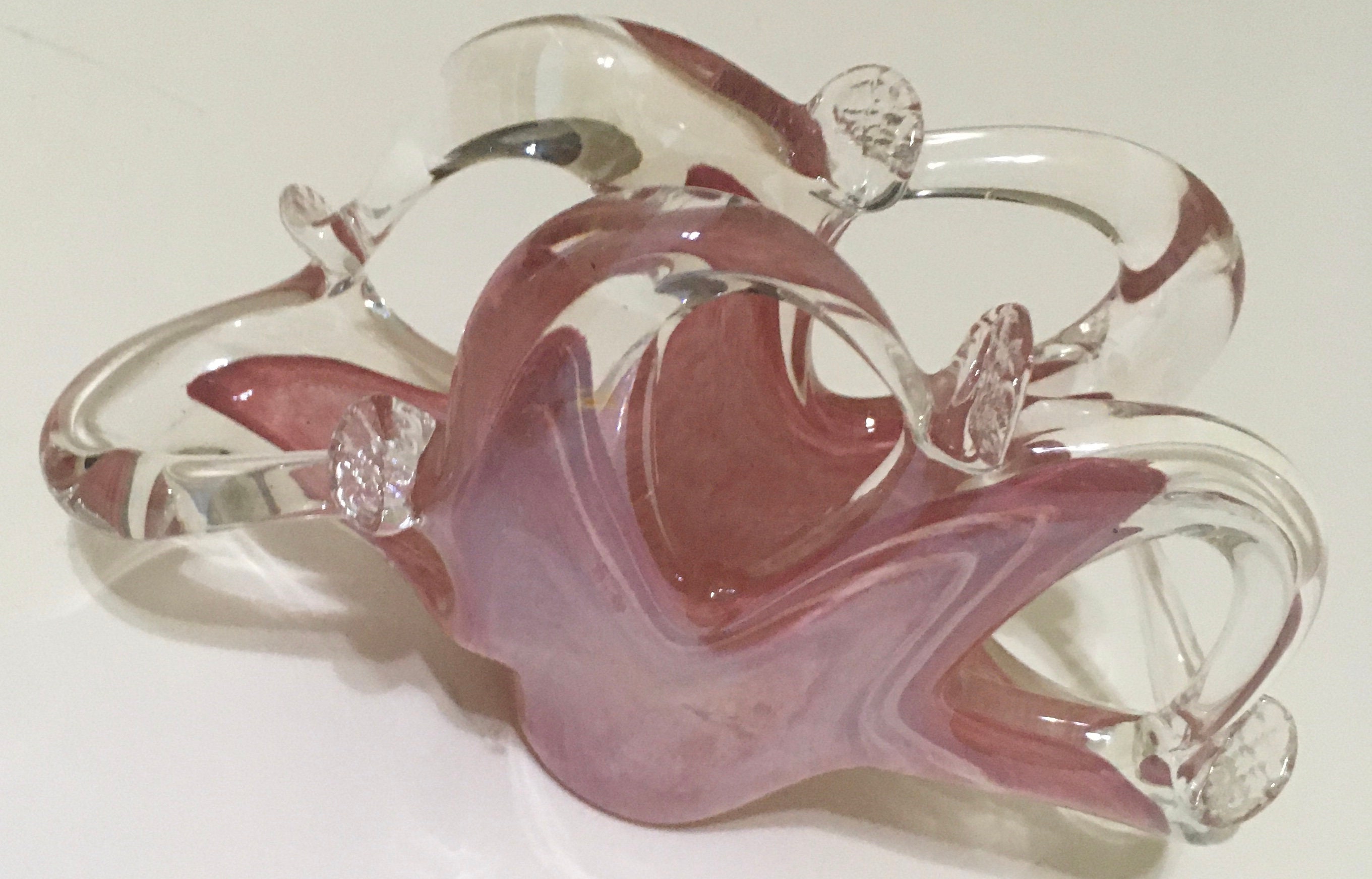 Murano Lavorazione Arte Pink Art Glass Napkin Holder