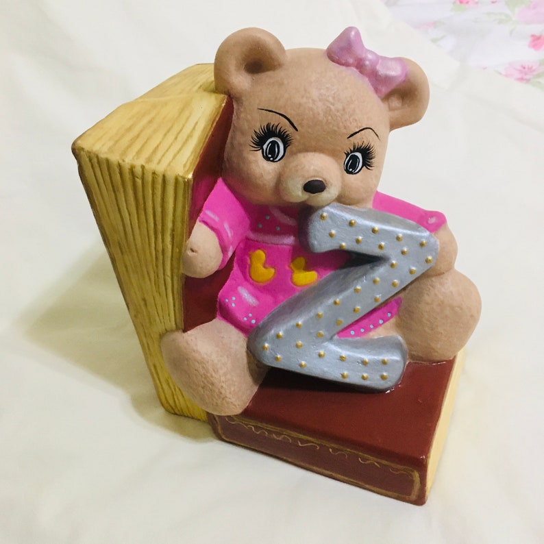 Teddy Bear Bookends Ceramic Girl and Boy A and Z Large Etsy