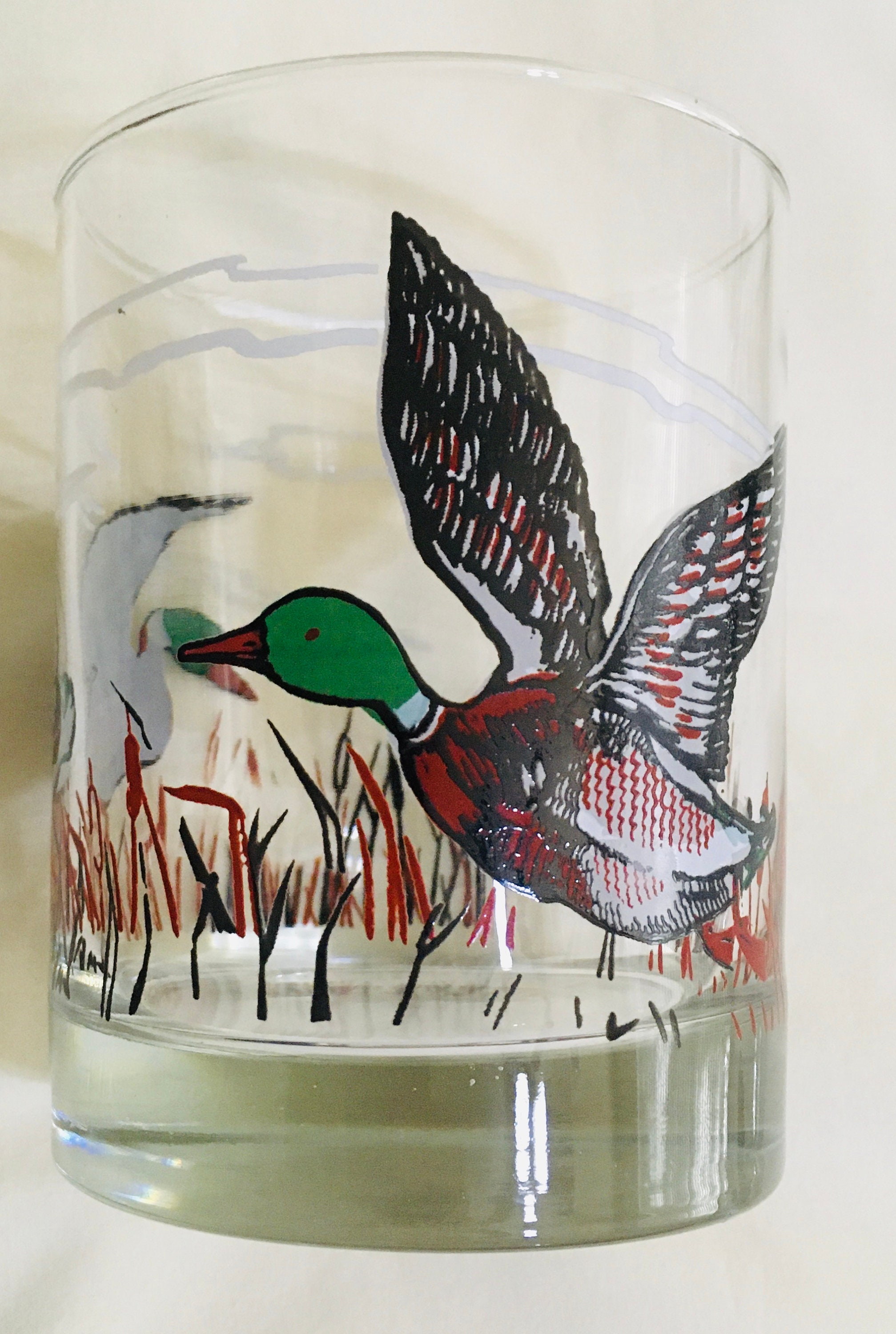 Mallard, Ducks with Reeds and Clouds Tumblers Glasses/Barware Set of Four