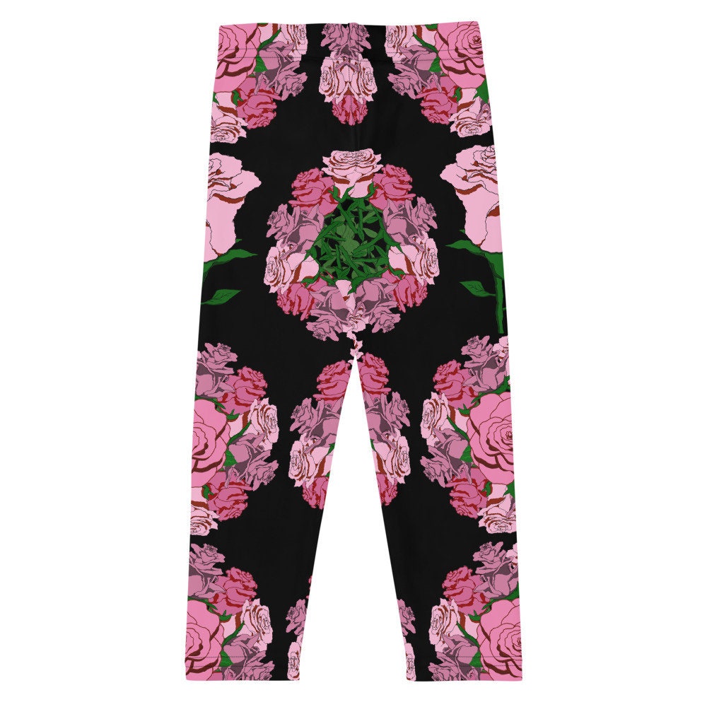 Pink Roses5 Kids leggings Roses leggings toddler leggings Etsy