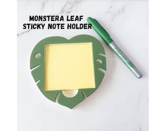 3D Printed Monstera Leaf Sticky Note Holder: Teacher Desk Organizer
