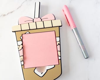 Porte-gobelet à café pense-bête bloc-notes accessoire de bureau organisation de bureau espace de travail rangement noeud rose mignon décoration thème idée cadeau