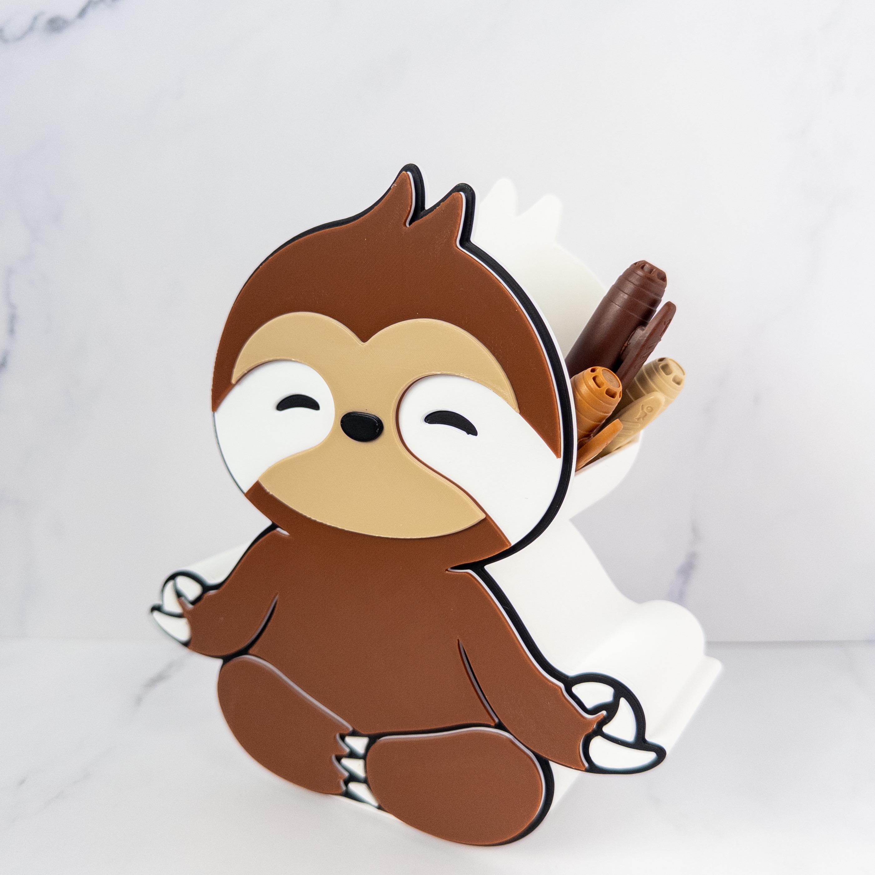 Sloth Desk Organizer Meditation Office Accessory Set Cute Workspace ...