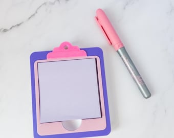Mini Urklipp Självhäftande Anteckningshållare Organiserare Skrivbordstillbehör Kontorsskrivbord Söt Liten Anteckningsblock Färgglad Glittrig Rosa Lila PLA Tryckt
