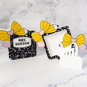 Composition Notebook Bow Desk Set Organization Kit Teacher Gift Idea Office Accessory School Supply Organizer Cute Stationery Holder Storage