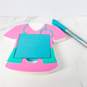 Medical Professional Gift Nurse Sticky Holder Note Organizer Perfect Present Healthcare Worker Appreciation Nursing Graduation Gift Stethoscope Design Detail Pink Teal Scrub Shape Desk Accessory Office Organization Tool Hospital Staff