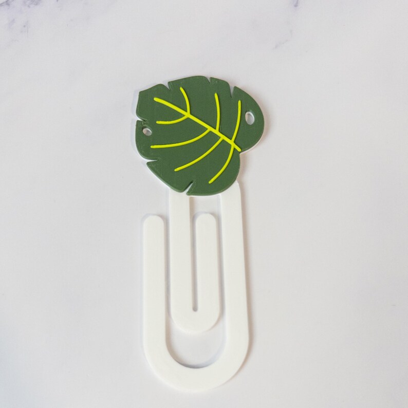 Monstera Leaf Bookmark Tropical Design Plant Accessory Desk Organization Page Marker Green Leaf Shaped Clip Book Holder Reading Gift Nature image 6