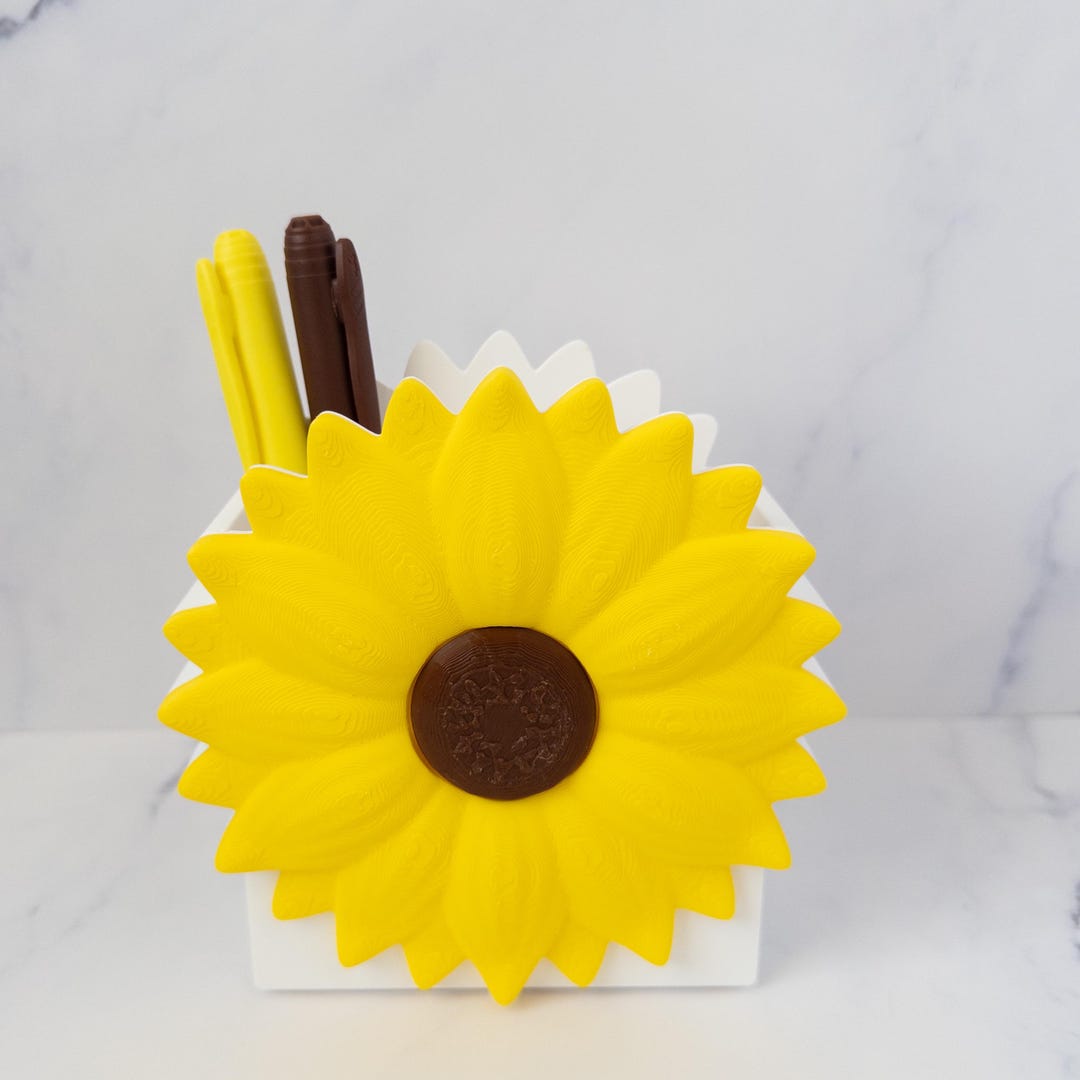 Sunflower Pen Holder Desk Organizer Office Accessory Floral Design ...