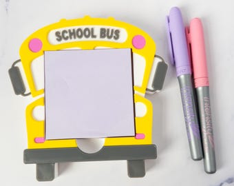 School Bus Notepad Sticky Note Holder Desk Organizer Teacher Appreciation Gift Idea Classroom Supply Yellow Bus Shaped Office Accessory