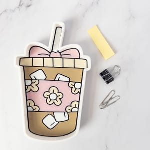 Coffee Cup Organizer Desk Accessory Holder Office Supply Decorative Container Shaped Ice Cube Design Trinket Dish Pink Bow Decoration Cute