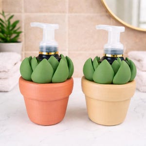 Succulent Foaming Soap Holder Bathroom Organizer Counter Stand Plant Design Terracotta Pot Dish Accessory Themed Gift Decor Sink Display