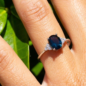 14K White Gold London Blue Topaz Ring - Genuine London Topaz - November Birthstone - Engagement Ring - Anniversary - Gift for Her