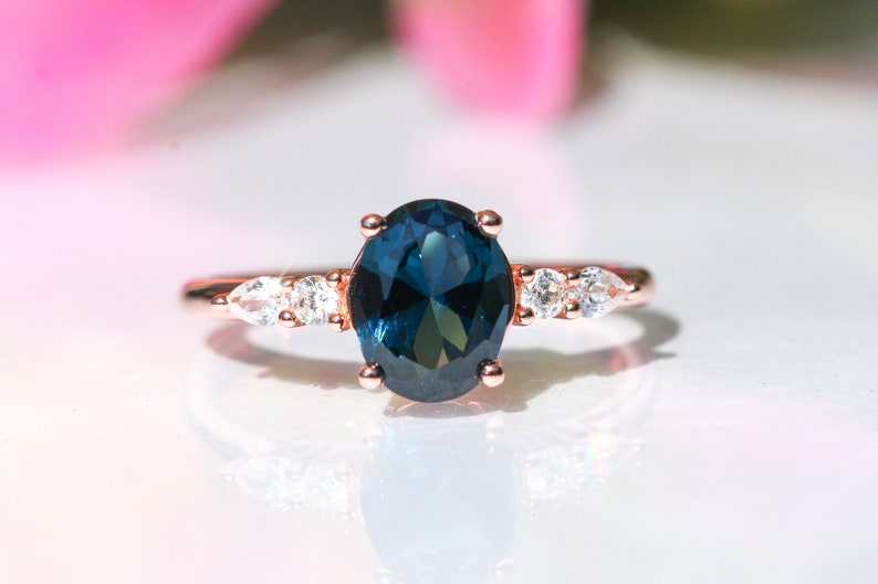 Valentines Oval Cut Anniversary Blue Gemstone Engagement Gift for Her London Blue Topaz Ring