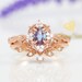 Alexandrite Ring Set - 14k Rose Gold Vermeil - Engagement Ring - Promise Ring - June Birthstone - Anniversary - Gift for Her