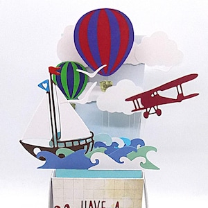 3D Pop up card. Travel & Adventure FREE custom personalisation