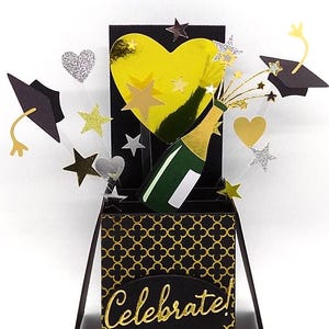 Graduation 3D Pop Up Card: Handmade Congratulations Exploding Box Customised free.