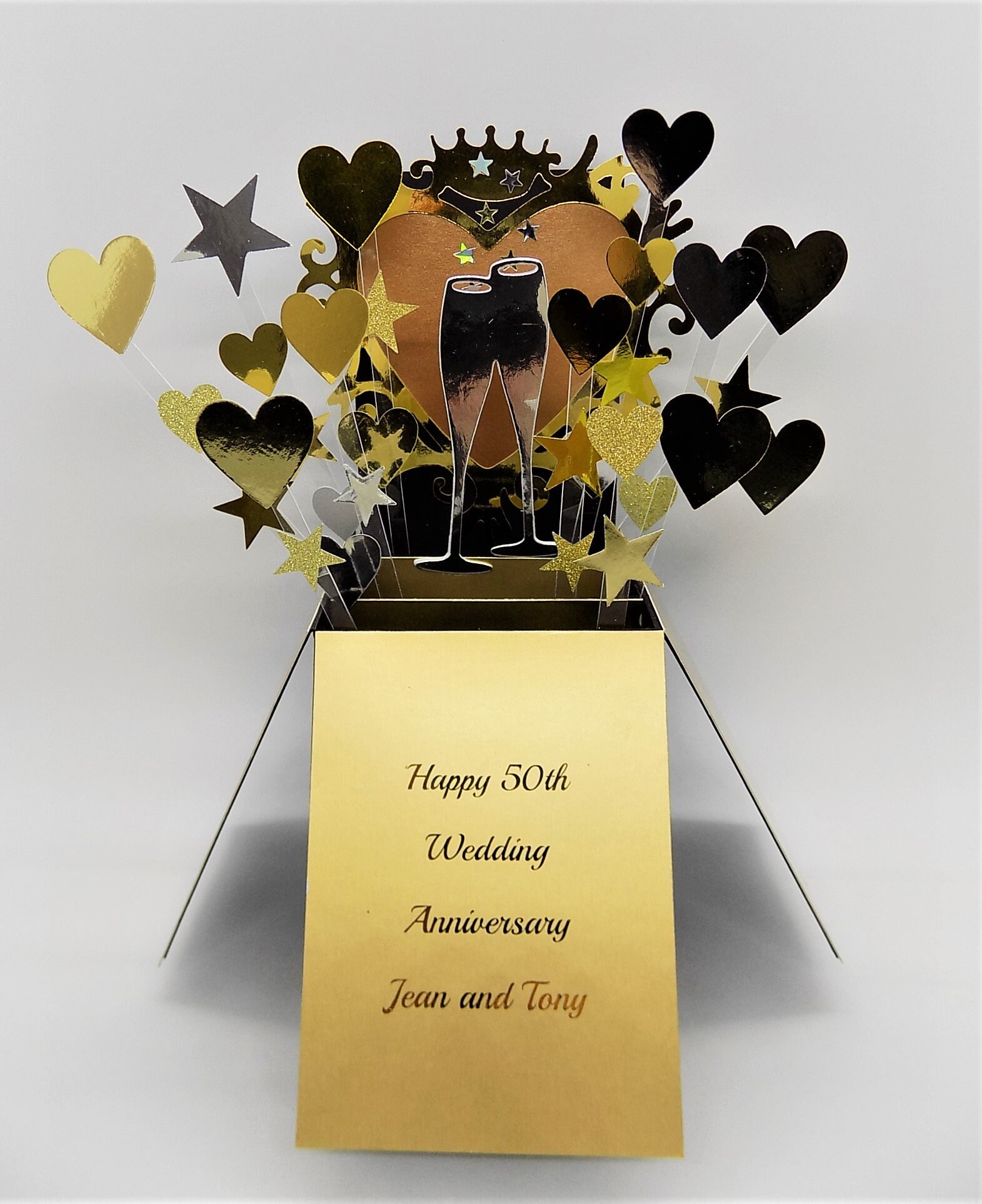 Golden Wedding Anniversary Card 50 Gold Years Pop up Handmade | Etsy