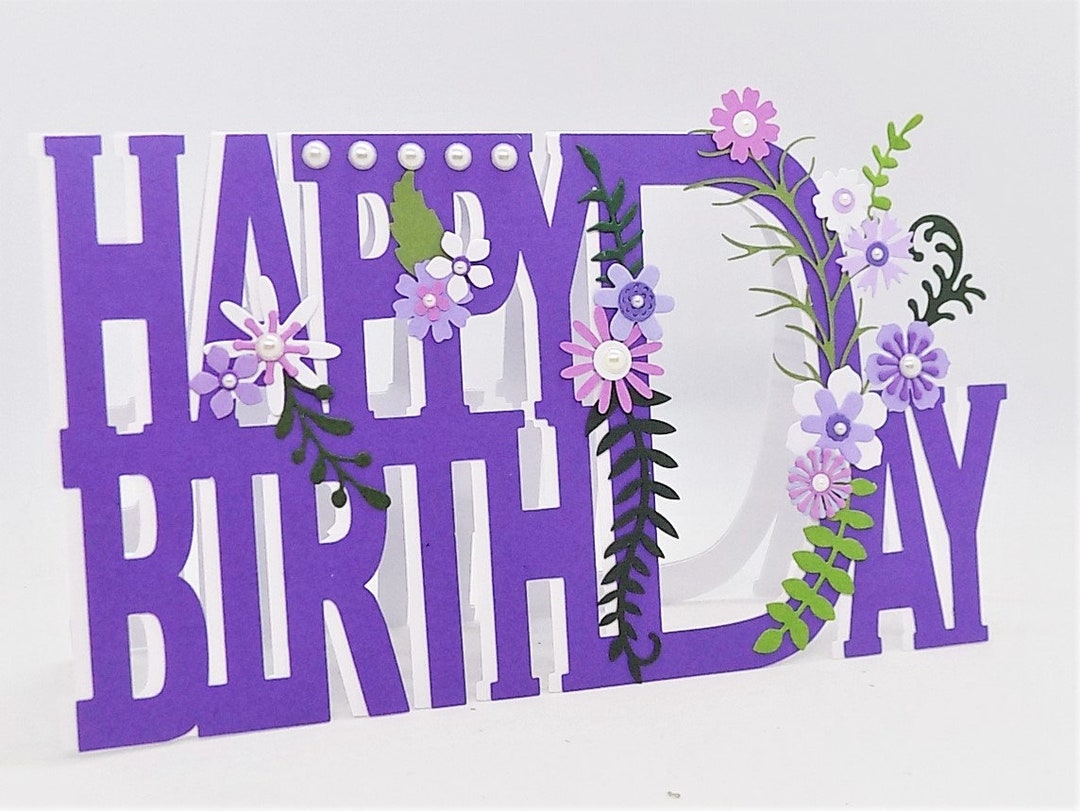 Luxury Birthday Card Cut Out Flower Card FREE Custom Etsy